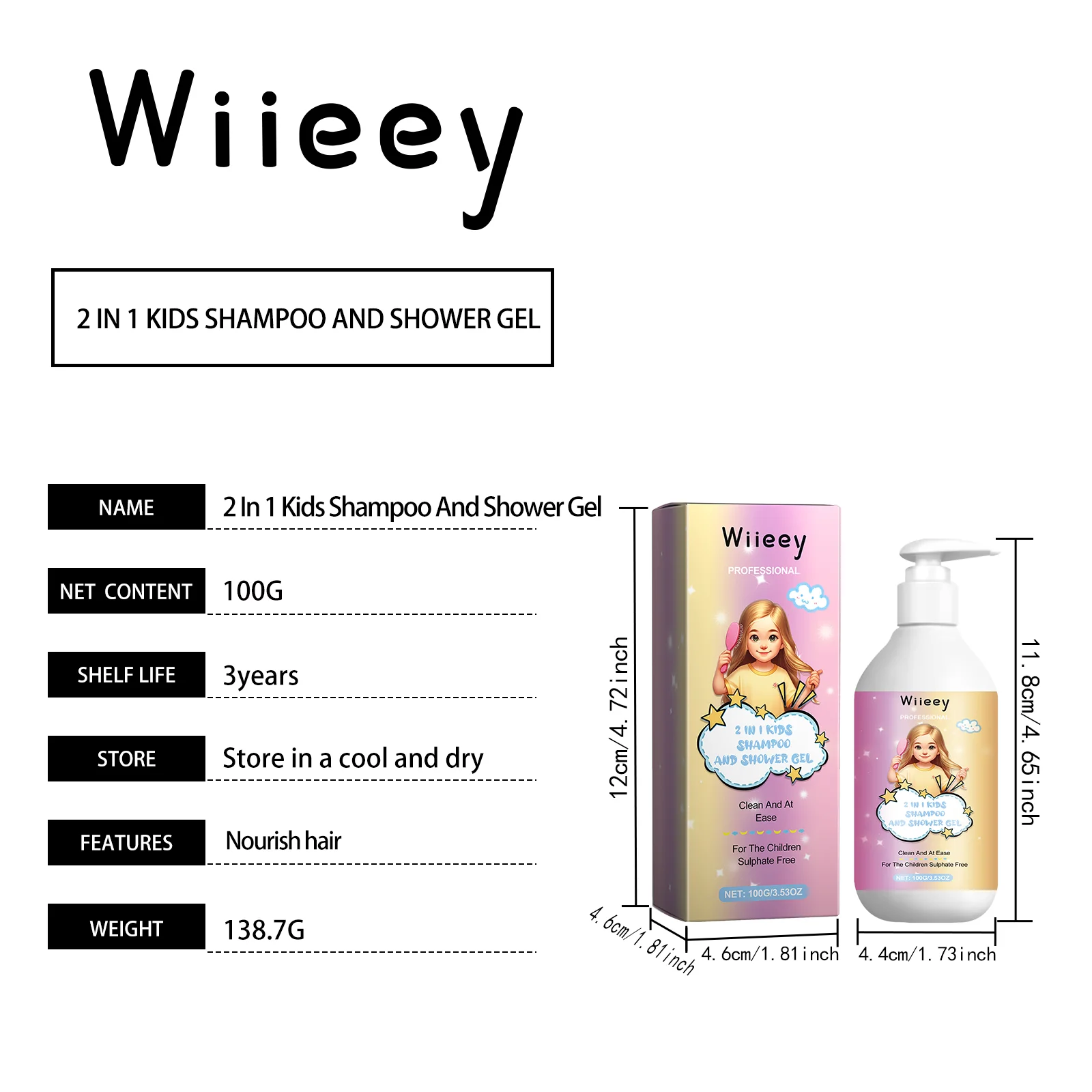 wiieey 2 in 1 kids shampoo shower gel WI HX 004 49