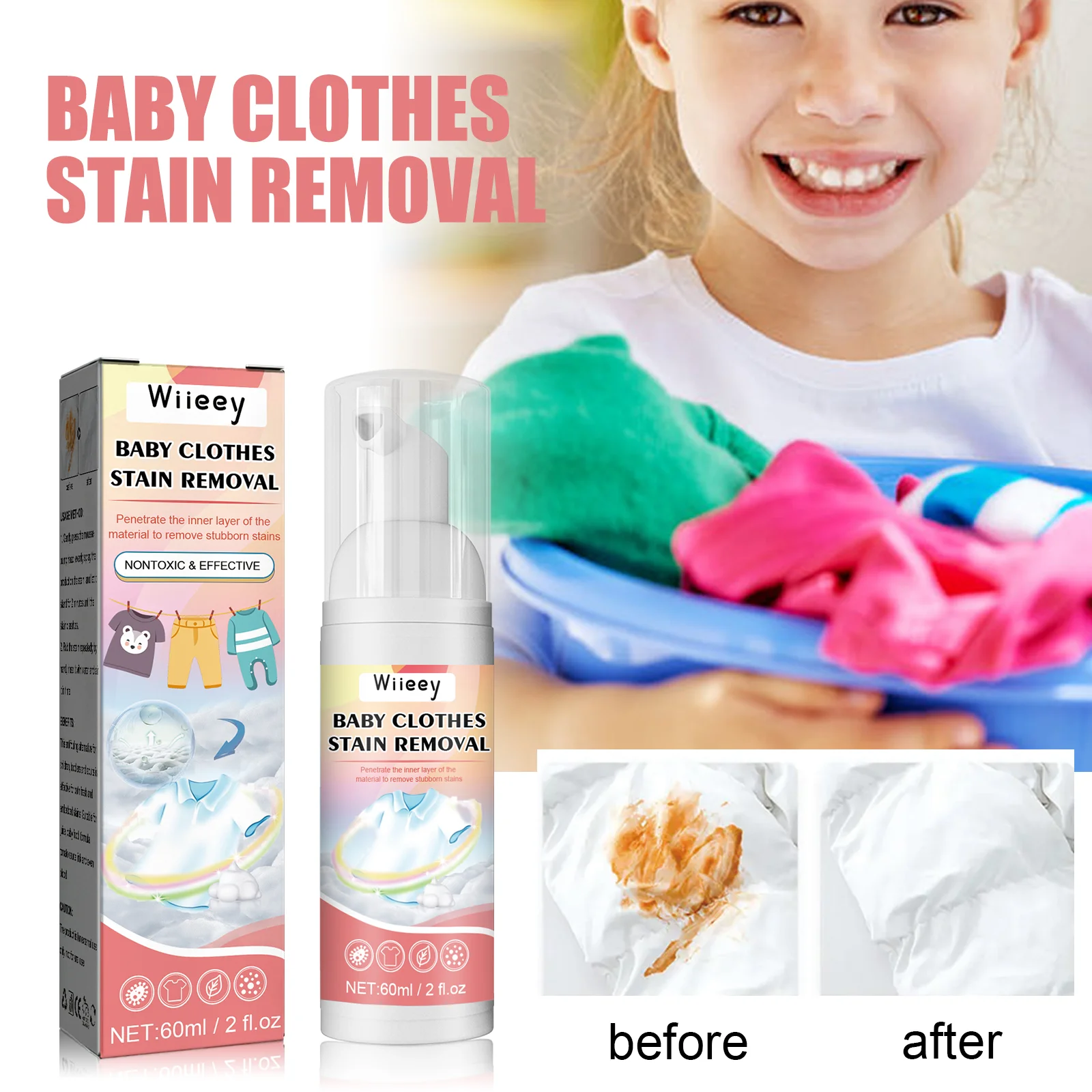 wiieey baby clothes stain removal mousse WI HX 034 481